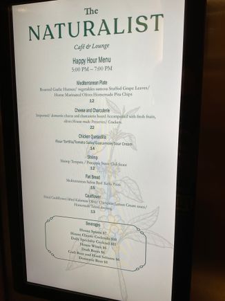 Snack menu at the bar