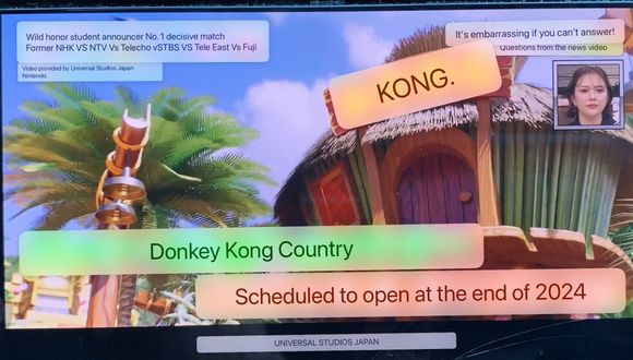 Screenshot of “Call Teacher Tanaka” show with USJ reference (with Google Translate)