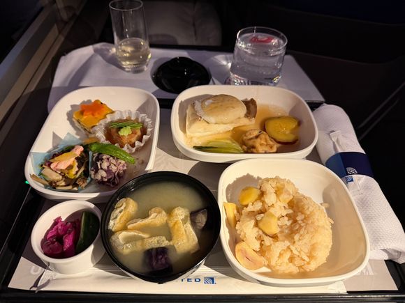 Main meal featuring fish and chestnuts.
