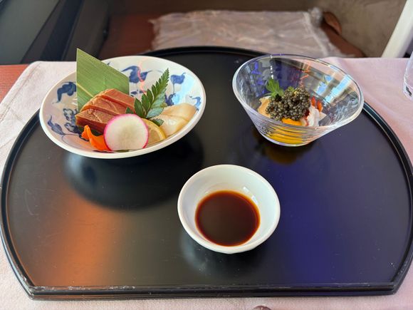 Tuna and scallop sashi + lobster with uni and caviar 