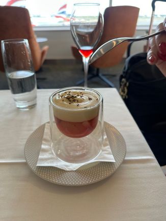 The trifle. My wife loved it and it was pretty good. Paired well with the Bordeaux. 