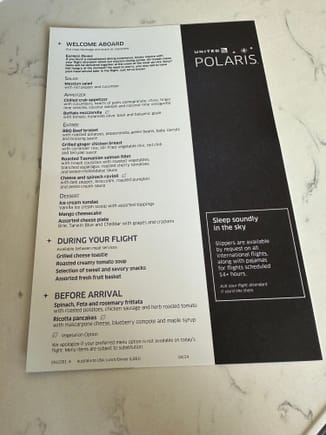 Polaris Menu - Food & Amenities