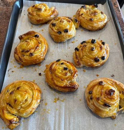 Tried my hand at puff pastry pain aux raisins