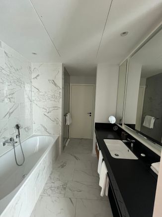 Andaz Suite shower/tub room (the door at the far end connected to my mother-in-law’s room)

