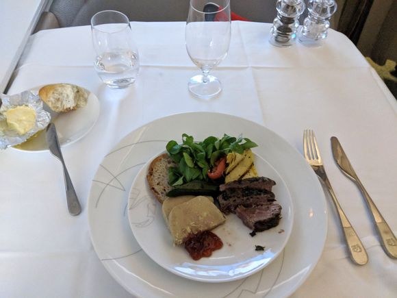 Lamb and foie gras, a strange combination (and yes I already had a bit of the lamb before the picture :) ). I was a bit surprised not to have toast to eat with the foie gras, but it was pretty good. The lamb was ok. 