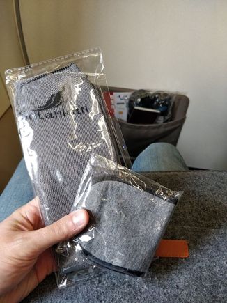 Mini amenity kit for this 4-hour flight