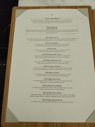 Nice tea menu