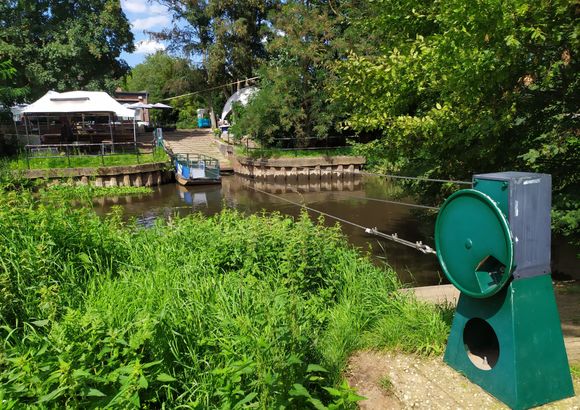 A pulley ferry where you pull yourself across the river 