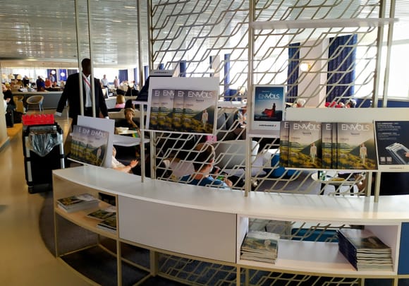 Inside the Air France business lounge in terminal 2F at Paris CDG airport 