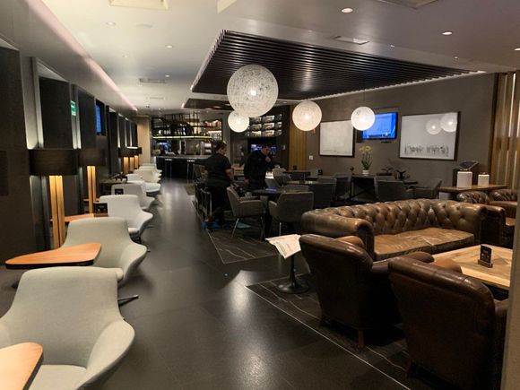 Centurion member lounge on entry, the bar is at the far end