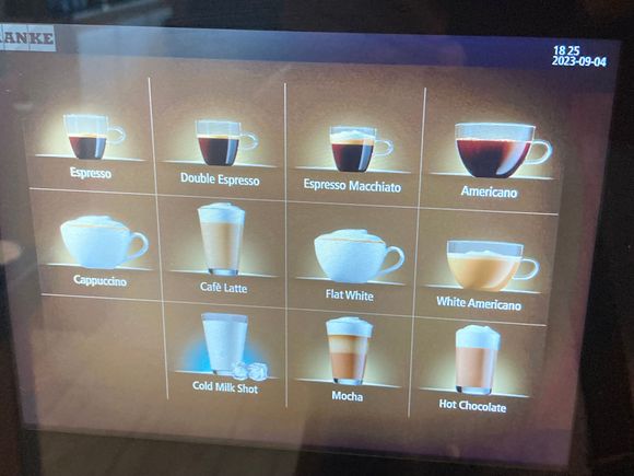 Choice of selfservice hot drinks, but staff can also make you barista style hot drinkd