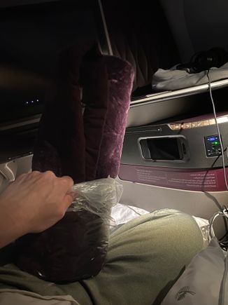 Went to chat my family up & the flight attendants made my bed in the meantime.  