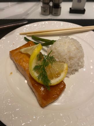 I had a salmon with rice. 