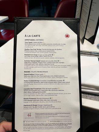 This menu was different than posted on the AC website. no big deal.