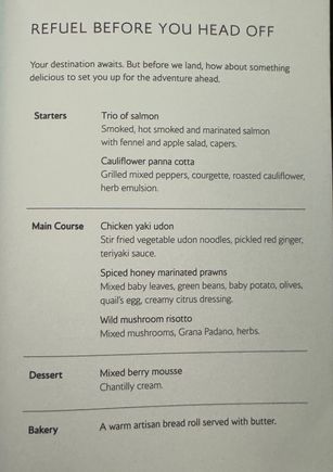 The second meal service started about 2 hours before landing. Again I struggled to pick anything I really wanted.