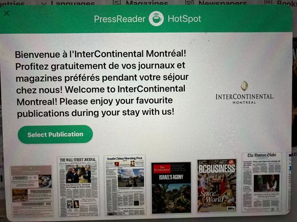 The hotel offers free press reader 