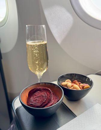 Post-takeoff, was given both nuts and beetroot chips by default
