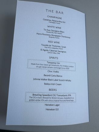 Menu for the regular meal