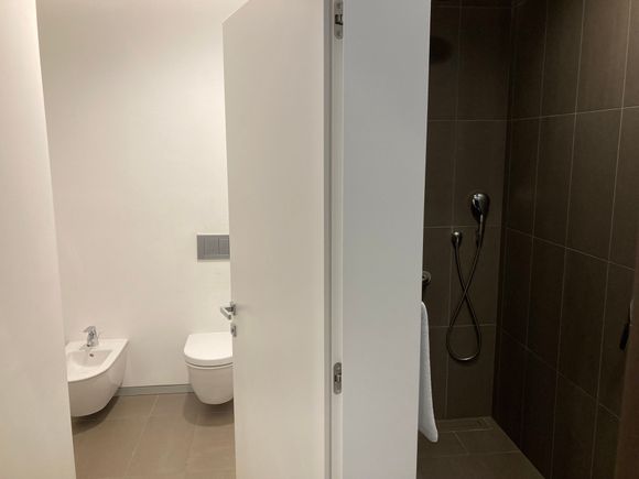 Seperate showerstall and toilet with bidet 