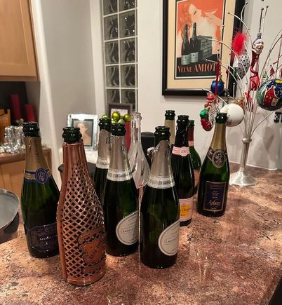 We had an annual Champagne party last evening for about 20 people. This is the result. Kind of interesting when you realize that 1 drank half a glass, 3 were teetotalers and two drank beer only! 