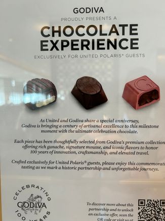 Chocolate display in the EWR Polaris lounge