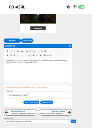 0941- refreshed page, reply box was blank, re-entered text, clicked blue button at 0942 and post 