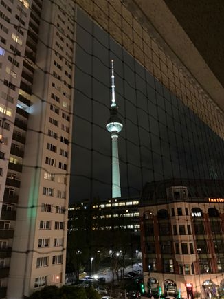 Night view of Fernsehturm from balcony 