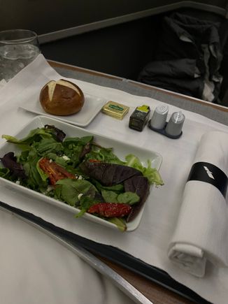 I asked for the beef appetizer to be left off because I don’t eat red meat - they had no problem doing so. Chose the pretzel roll from the bread basket - it was alright.