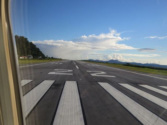 Lining up on TKK runway 22