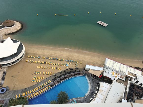View of beach and pool.