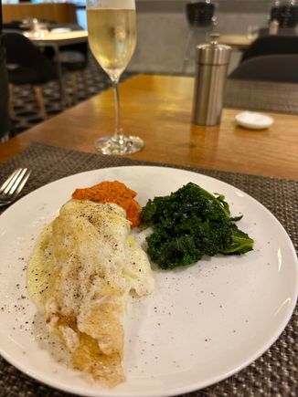 Egg white omelet - my staple; well-seasoned. 