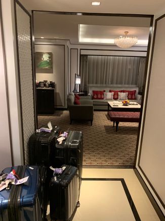 The entrance of the room and on the right side there is a bathroom (sadly the toilet's power to drain was slightly questionable at best)  