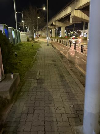 You should be waking down this bumpy pavement. 