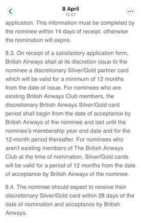 T’s&C’s when issuing partner card with date stamp 