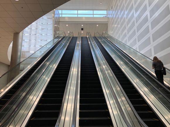 The escalators to the A concourse. Only two of the five were running. 