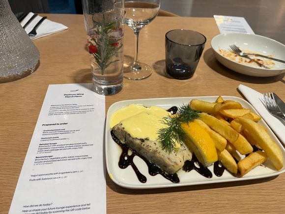 Cod with fries instead of roast vegs