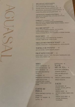 Breakfast menu 