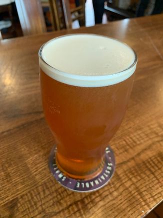 A nice pint of cask rye IPA at Rawtenstall Station’s pub. 