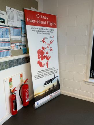 The World's shortest flight... it's promotion can be seen in Kirkwall Travel Centre as well!