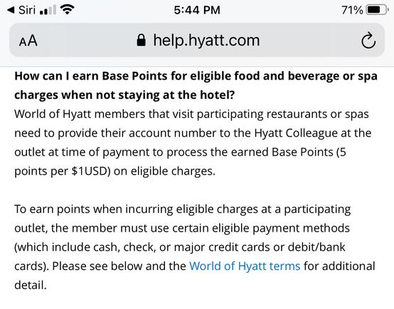 The Hyatt website says I get 5x points per $1 spend.