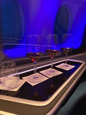 Red wine flight.  Suggested by the stewardess… I’d forgotten how good/different it is when you get a crew with experience and confidence.