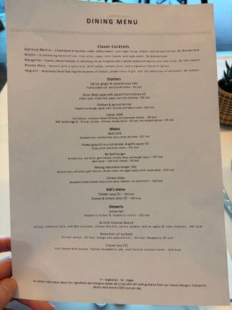 Dining menu