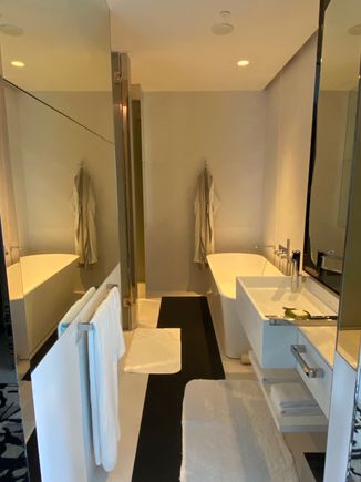Bathroom was luxurious, if a bit tight.