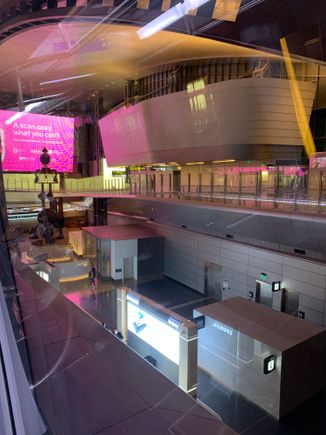 Taking the Automatic People Mover within the terminal.