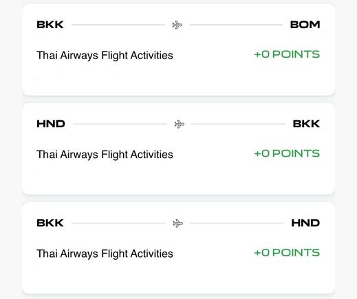 1 out of 4 legs didn’t even show up, the other 3 show up with 0 points accrued. All flights in Z Class TG. 

Have raised a query with AI Flying Returns, let’s see what happens. 