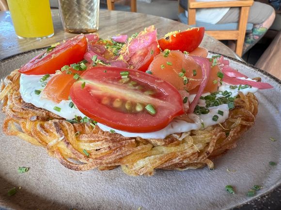 Very salty smoked salmon potato cake