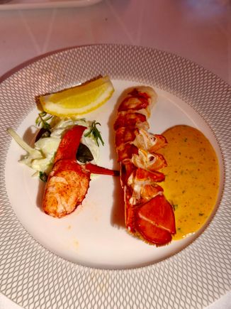 Marinated lobster, fennel and apple salad, cocktail sauce