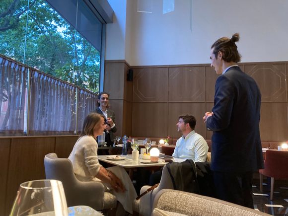 Besides the French honeymooning couple, you will see the lovely hostess taking the time to explain each dining component's authentic Catalonian link: the gentleman on the left was fluent in French to translate swiftly
