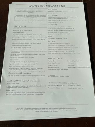 SYD QF First Lounge Summer Breakfast menu...plenty of options to satisfy all tastes