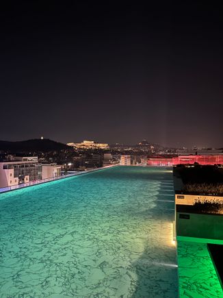 Rooftop pool with the Acropolis in the background